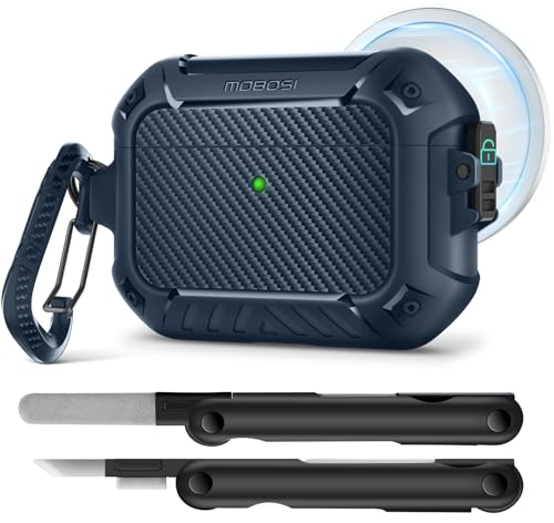 MOBOSI for AirPods Pro 3 Case, Compatible with AirPods Pro 3rd Generation Case Cover [Compatible with MagSafe] with Lock&Keychain&Cleaner Kit, Full Body Shockproof Protective Hard Shell (2025), Blue