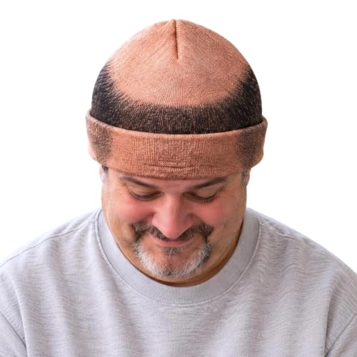 Funny Bald Head Beanie Hat Realistic Hair Print Novelty Costume Bald Cap