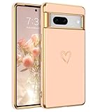 BENTOBEN for Google Pixel 7 Case, Google Pixel 7 Phone Case Cute Electroplating Heart Camera Protection TPU Protective Lightweight Flexible Non-Slip Bumper Shockproof Google Pixel 7 Case 6.3', Pink