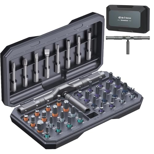 Ankilo 42 in 1 Ratchet Screwdriver Set with 40 PCS Magnetic Bits, Repair Screwdriver Set with Rotatable Ratchet Handle, Versatile Ratchet Screwdrivers Set with Carry Case, Best Gift for Father Day