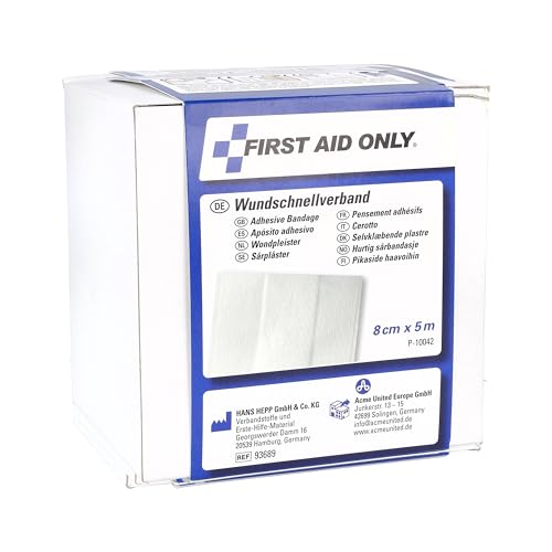 First Aid Only Rotolo di cerotti 5 metri x 8 cm | Cerotti al metro in pratica confezione dispenser | Cerotti per ferite tagliabili in confezione risparmio | Ipoallergenici | P-10042
