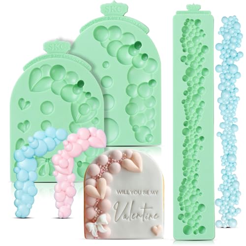 KALAIEN 3 PCS Pearl Bubbles Ball Fondant Molds, Pearl Borders Silicone Mold