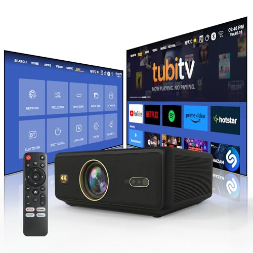 Image of (4K HDR10, 2500 ANSI, 30000 Lumen, HDMI ARC) TOPTRO Legend Gold AI (Japan) Projector 4K Ultra HD, Fully Sealed, 1080p Native, AI Auto Focus, Hotstar Prime Net - Flix Android 12 3G 32G