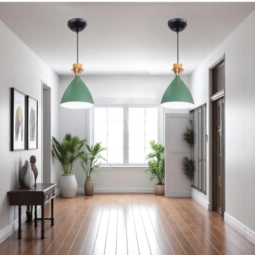 Image of aluminium Hanging Bell Shade Light, Green, Bulb Not Included, Pack of 3