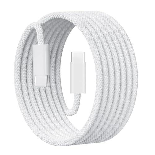 Image of i-Phone Type C to Type C Braided Fast Charging Cable 3.3FT Compatible with iPhone 17 /17 Air /17 Pro /17 Pro Max, 16 /16 Plus /16 Pro /16 Pro Max, iPhone 15 / Laptop & Other USB-C Devices, White