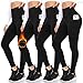 FULLSOFT 4 Pack Fleece Lined Leggings with Pockets for Women High Waisted Thermal Winter Warm Yoga Pants for Workout Running Plus Size(Black,Black,Black,Black(4 Pack),Small-Medium)