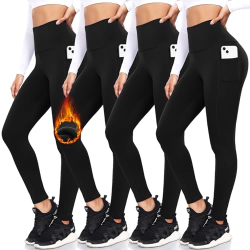FULLSOFT 4 Pack Fleece Lined Leggings