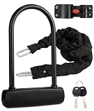 Bike U Lock with 4FT x 6mm Moped Chain, Bike Lock with 2 Keys and Mounting Bracket, Motorcycle U Lock Perfect for Ebike, Escooter, Fat-Tire Dirt-Bike, Tricycle,Bicycle