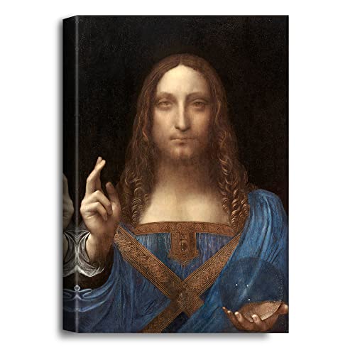 A&T ARTWORK Salvator Mundi by Leonardo Da Vinci The World Classic Art Reproductions, Giclee Canvas Prints Wall Art for Home Decor, 36x24x1.5 inches