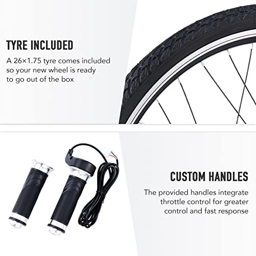 Viribus 26 Inches 500W/1000W Front/Rear Electric Bike Conversion Kit with LCD Panel, Upgraded eBike Hub Motor Set, Direct Drive Wheel for 36V/48V Battery E-Bike, Upgrade to 5 Speed Electric Bicycle with Pedal Assist and Tyre (Without Battery)