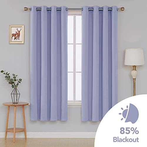 Image of Deconovo Blackout Curtain Room Darkening Panel for Bedroom or Living Room Grommet Thermal Insulated Lighting Reduce Drape 52 x 72 Inch Light Purple 1 Panel