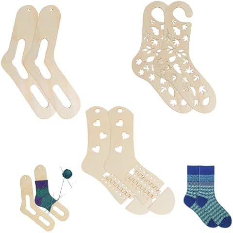 6pcs Thicken Wooden Sock Blockers for Knitting, COSYOO Adjustable Sock Blocker for Knit Blockers Knitting Crochet Stocking Display Molds Knit Sock Form Stretchers Cover