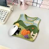 Cute Sweater Vest Shaped Mouse Pad, 9 x 9 Inch Pastoral Knitted Vest Shaped Desk Mat for Office Desktop Leisure Working Indoor Computer Workstation (Green)