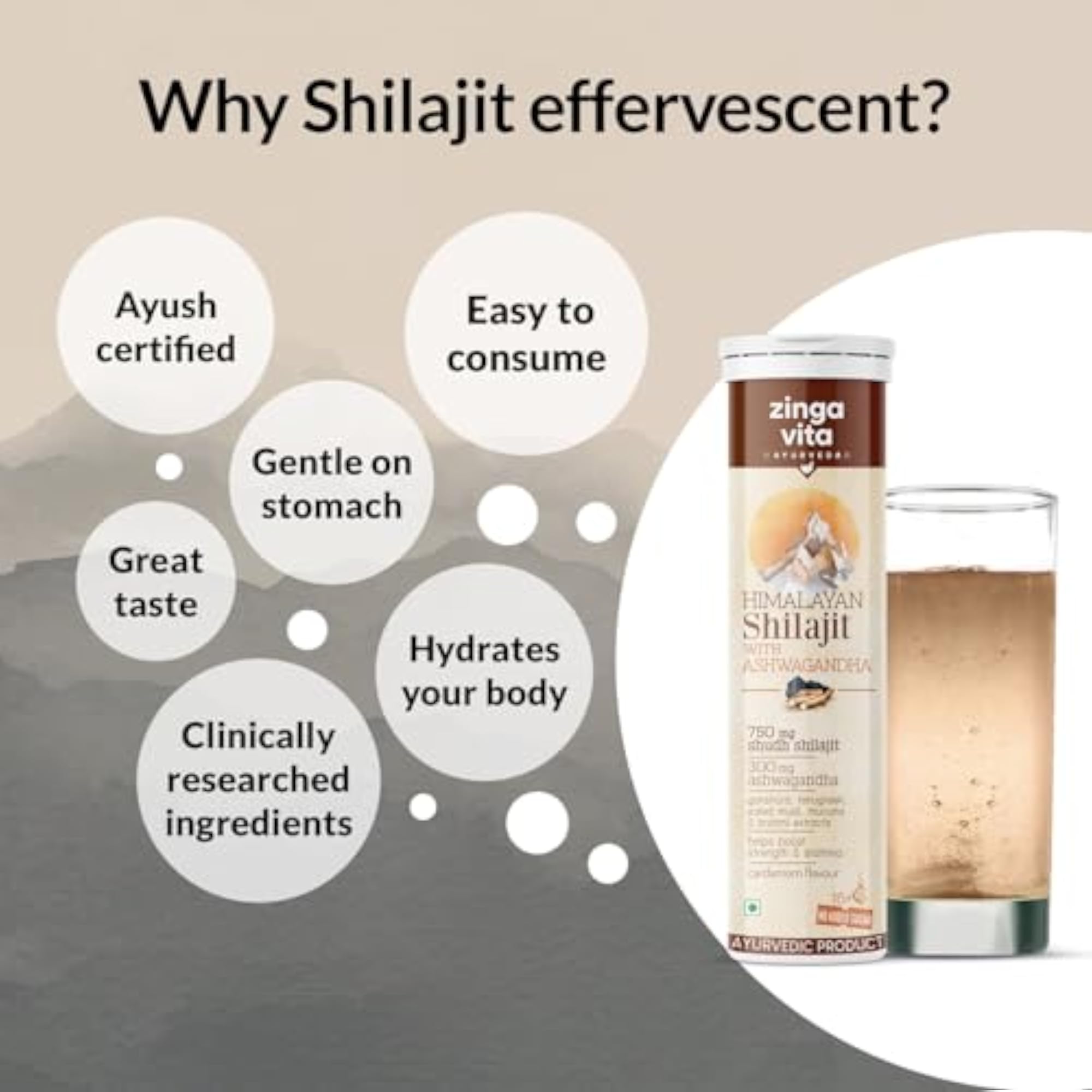 Himalayan Shilajit with Ashwagandha Tablets, 750mg