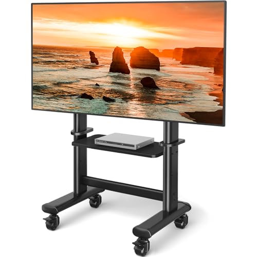 Mobile TV Cart Rolling TV Stand with Wheels for 55-120 Inch LCD LED Flat Curved Screens up to 250 lbs, Max VESA800x600 mm Heavy Duty Portable Floor TV Stand Large Base Trolley Height Adjustable by TAVR Furniture - Used condition - US$200.92