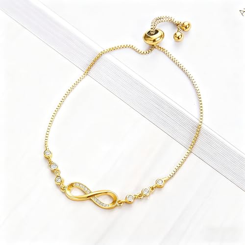 BWOOOWE Bracelet Femme Infini Réglable Couple Élégant Bracelet Perles Femme Bijoux Naturelle(Or) – vue 4