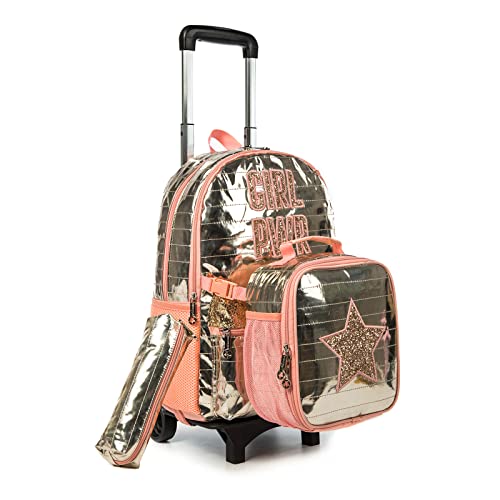 Tanou Mochilas Escolares con Ruedas para Niñas, 3PCs Carro Mochila Escolar con Bolsa...