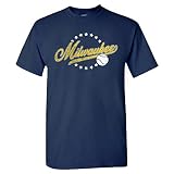 Milwaukee Baseball Vintage Men's Fan T-Shirt (Navy Shirt, XL)