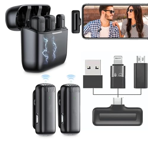 Image of BQYA J13 Wireless Dual Mic Lavalier Microphone with Charging Case, Compatible for Type-C Android & Tablet, Noise Reduction Lapel Mic for Youtubers, Video Recording, Facebook, Live Stream