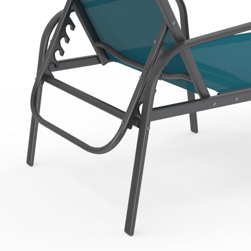 Lot 2 Transats Acier 5 Positions Textilène Bleu IDMarket