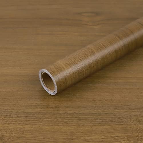 Hode Sticky Back Plastic 30X300cm Wood Yellow Self Adhesive Wallpaper Furniture Sticker Peel and Stick Brown Vinyl Film Roll for Shelf Liner Wall Waterproof Retro Style