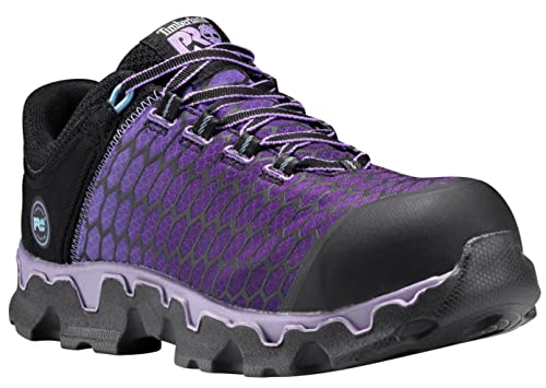 Timberland PRO Women's Powertrain Sport Alloy Toe SD+ Industrial & Construction Shoe, Black Synthetic/Lavender, 7 W US