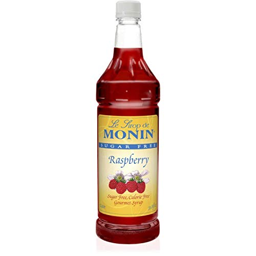 Monin - Sugar-Free Raspberry Syrup, Sweet and Tart, Great for Cocktails and Lemonades, Gluten-Free, Vegan, Non-GMO (1 Liter)