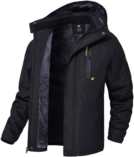 QPNGRP Mens Waterproof Ski Snowboarding Jacket Winter Windproof Snow Coat Black...