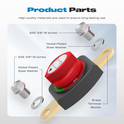 Battery Disconnect Switch, Malictele On/Off Side Post Battery Switch 275A 12-48V Power Cut Master Disconnect Isolator for Car Vehicle RV and Boat
