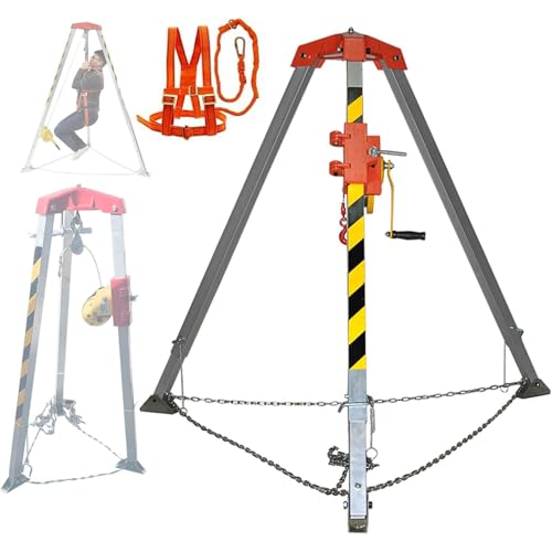 Kit de trípode para Espacios confinados, Kit de trípode de Rescate para Espacios confinados, trípode de Rescate para alcantarillado con protección contra caídas y Dispositivo anticaída, tríp