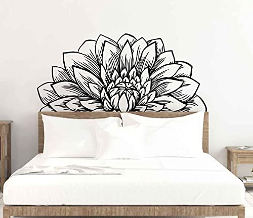 Half Dahlia Mandala Wall Sticker Lotus Flower Wall Decals (Black, M)