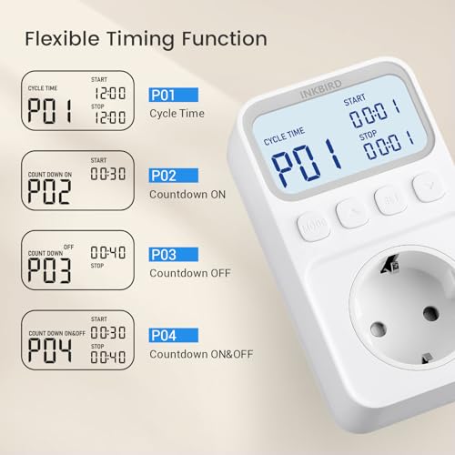 Inkbird ITC-C216T Thermostat Steckdose, Temperaturregler mit Fühler, Temperaturregler mit Timer Heizung Kühlung LCD Bildschirm, für Kühlschrank, Reptil