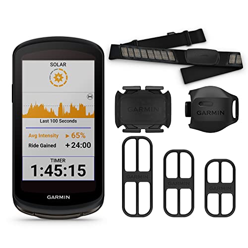 Garmin Edge 1040 Solar Gps Bike Computer With Garmin Bike Speed 2 & Cadence Sensor 2, Hrm-Dual | Cycling Gps Computer With Vo2 Max | Cycle Bundle With Black Silicone Case, Tempered Screens, Mounts #TOP1