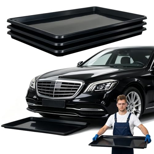 3 Pack Heavy Duty Oil Drip Pan, 35.2 x 23.4 Inch PP Plastic Oil Catch Pan, Waterproof Leak-Proof Reusable Drip Tray for Under Car Oil Changing, Garage Driveway & Home Appliance