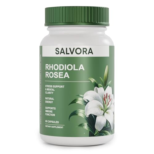 Salvora Rhodiola Rosea Supplement – Golden Root Adaptogen Capsules - Rhodiola Rosea Extract Powder Alternative with Salidroside for Stress Support - Energy, Focus & Performance