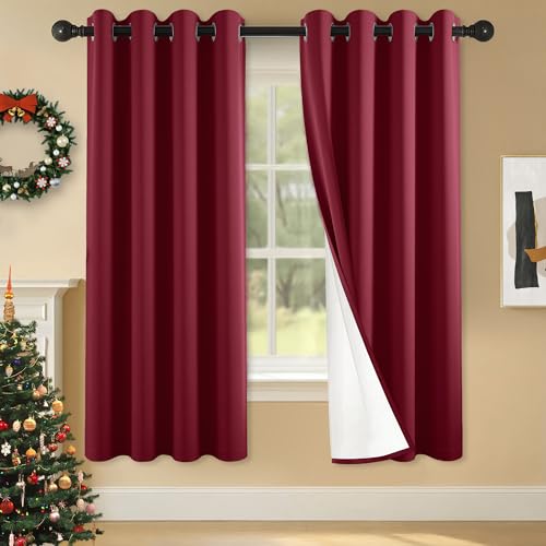 Best Blackout Curtains for Bedroom: 9 Top Picks for Better Sleep After 50 14 2-Panel-Curtain 100% Blackout, 63 Inch Length for Bedroom Living Room, Grommet Thermal Insulated Room Darkening Drapes, Light Blocking Window Treatment Decor, Pack of 2, 54x63, Burgundy Red