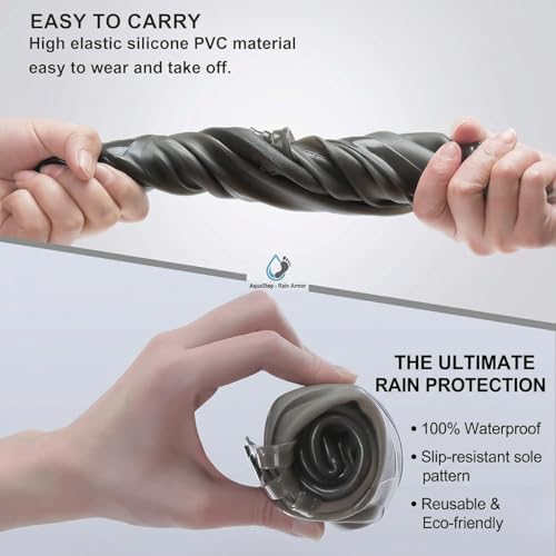 Image of Tall Silicone Shoe Cover Waterproof, Double-Breasted Waterproof Layer Shoes Cover for Rainy, Reusable Non-Slip Shoe Rain Cover