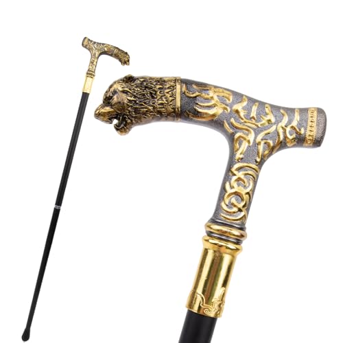 Golden Black Tiger Luxury Pattern Walking Stick Party Fashion Elegant Walking Stick Decorative Cospaly Cane Knob Crosier 90cm