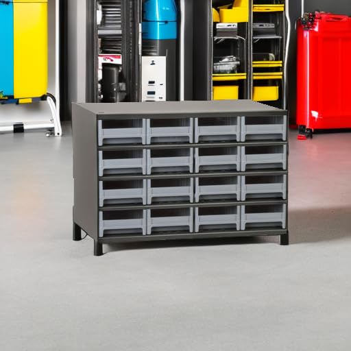 Akro-Mils Steel Garage Storage Cabinet, Small Parts Organizer Metal Cabinet for Hardware, Nails, Screws, Bolts, Nuts, and More, 17" W x 11" D x 11" H, 16-Drawer, Gray Cabinet/Gray Drawers (19416) by Akro-Mils - Image 5