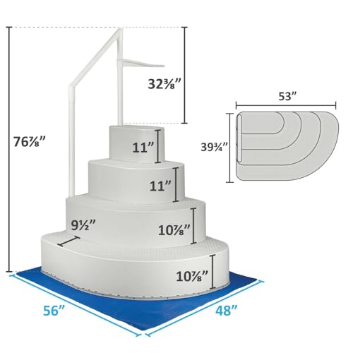 Aqua Select Resin Pool Steps for Above Ground Pools | Oyster Shell White | Heavy-Duty ABS Construction | 350 lb Capacity, Non-Slip Step Treads, & Handrail | Includes Liner Guard | No Weights Needed