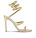 Gold Heels for Women, Women's Sandals with Spiral Strap, Gold High Heel for Women Dressy, Lace Up Golden Heeled Sandals, Comfortable Slingback Heels, Womens Fashion Stiletto Sandals for Summer Party Size9