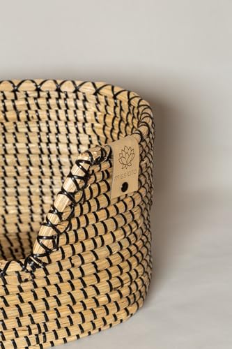 Natürlicher Seagras-Aufbewahrungskorb, ideal für Pflanzen, Bad und Zeitschriften, 45 x 25 x 20 cm, handgewebt