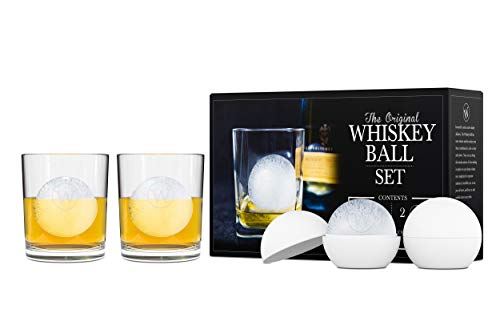 The Original Whiskey Ball Duo Gift Set (Includes 2 Round Ice Molds, 2 Libbey Rock Glasses)