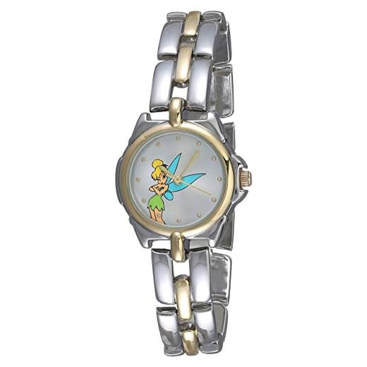 Disney TK2020 Tinkerbell Relógio feminino com pulseira de dois tons e mostrador de sol