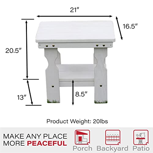 Caf Amish Heavy Duty Pressure Treated End Table (Semi-Solid White Stain) #TOP5