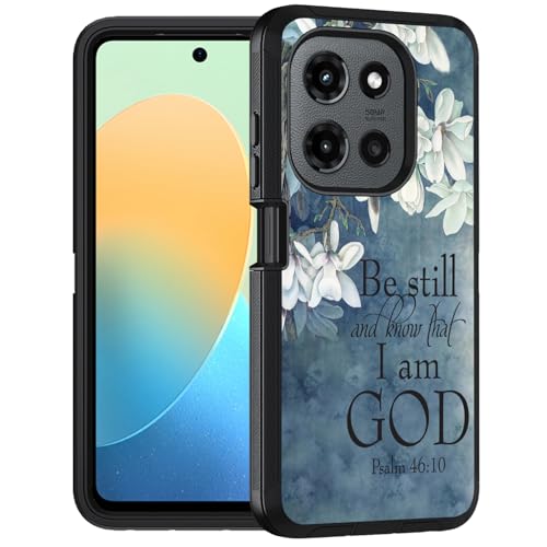 FQTBCEARI Case for Motorola Moto G Power 5G 2026 / Moto G Power 5G 2025, Military Grade Heavy Duty 3-Layer Shockproof Drop Full-Body Protective Phone Cover, Quote Bible Verse Psalm 46:10