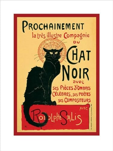 Pyramid International " Chat Noir Art Print, Multi-Colour, 60 x 80 x 1.3 cm