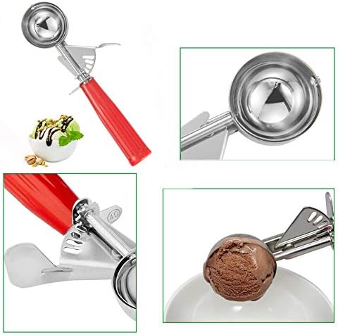 Ice Cream Scoops Set, 3 PCS Ice Cream Scoops Trigger, Cookie Scoop Melon Baller, Stainless Steel 18/8 Muffin Scoops Cupcake Scoop, Large Medium Small Size Ice Cream Scooper - Elegant Package
