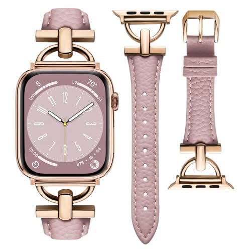 Bracelet Apple Watch 42mm 41mm 40mm 38mm en cuir rose pour femme