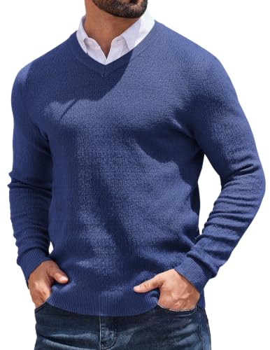 COOFANDY Men's Pullover Sweater V Neck Business Casual Sweaters Slim Fit